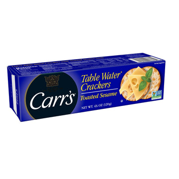 Carrs Table Water Crackers, Baked Snack Crackers, Party Snacks, Toasted Sesame, 4.5oz Box (1 Box)