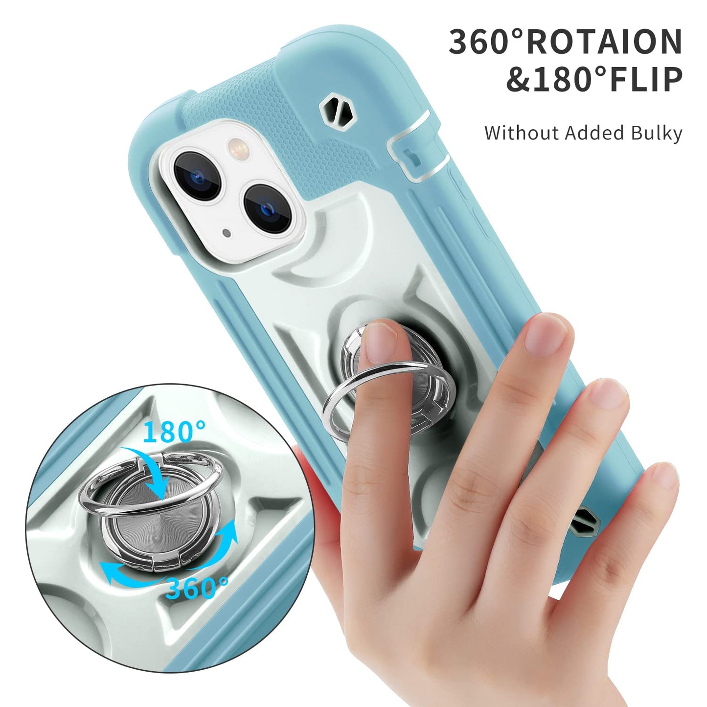 Markill Compatible With Iphone 14 Caseiphone 13 Case 61 Inch With Built-In 360Arotating Ring Stand, Military Grade Drop Protecti