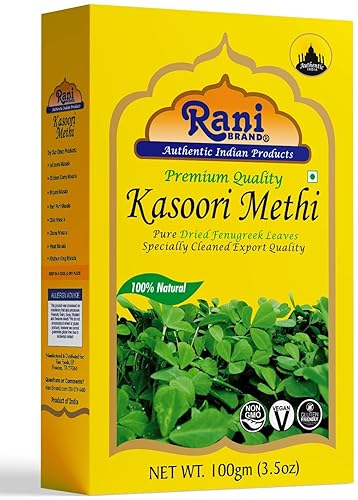 Rani Fenugreek Leaves Dried (Kasoori Methi) 35Oz (100G) All Natural Vegan Gluten Friendly Non-Gmo Indian Origin