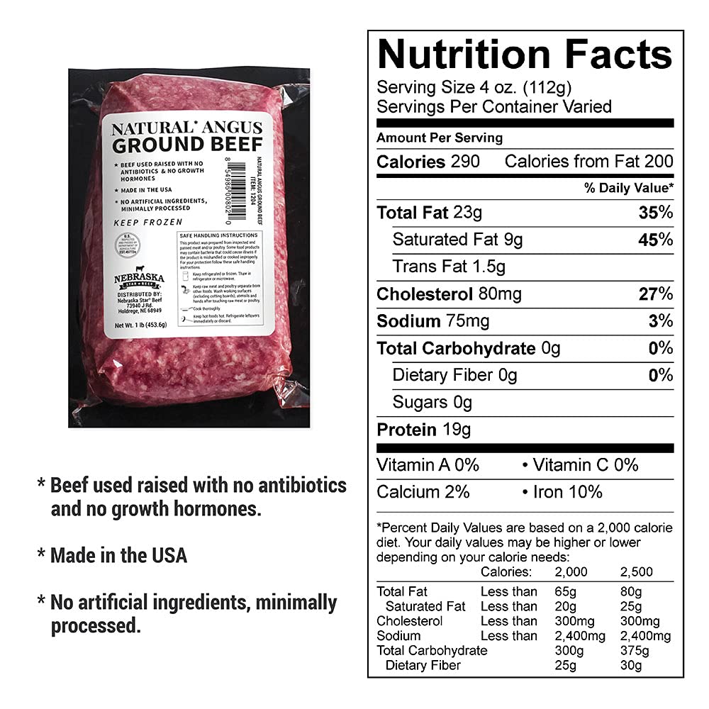Nebraska Star Beef All Natural Angus Ground Beef 80/20 - 30 Count (1 lb Packages)