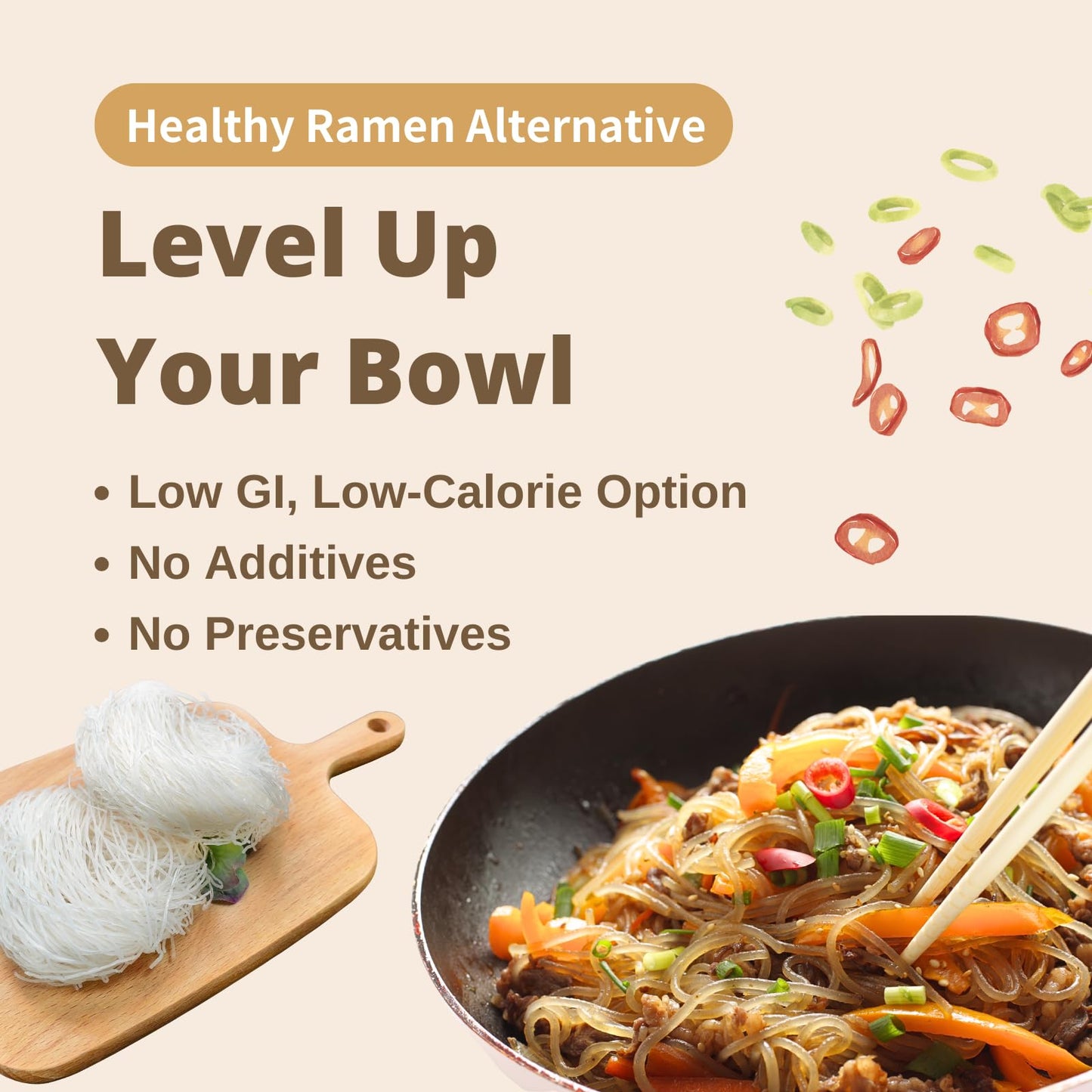 Sun Right Instant Potato Glass Noodles, Quick & Easy Vermicelli Noodles, Low Calorie, Gluten Free, Vegan, Ready In 3 Minutes, Pe
