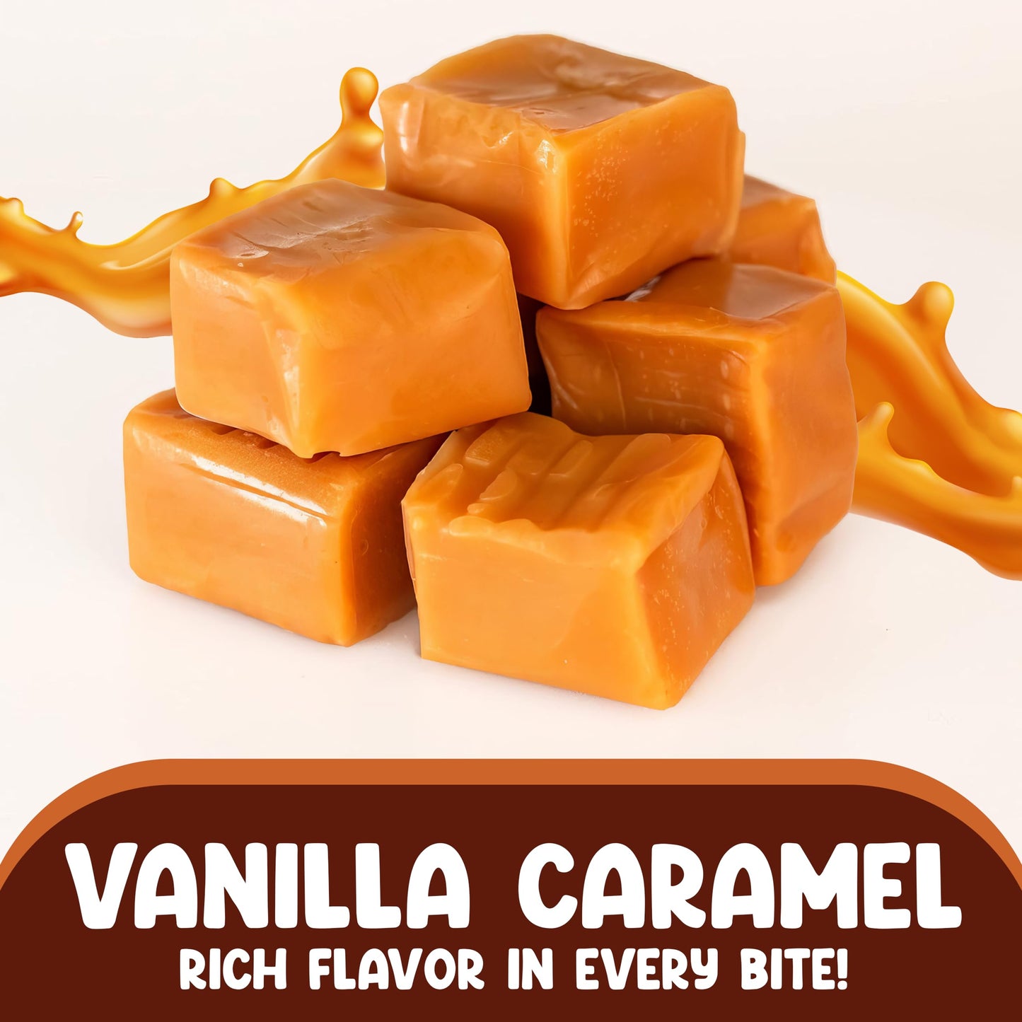 Vanilla Caramel Squares Individually Wrapped Candy - 2 Pounds Approx 140 Candy Melts - Christmas Candy Ideal Stocking Stuffers F