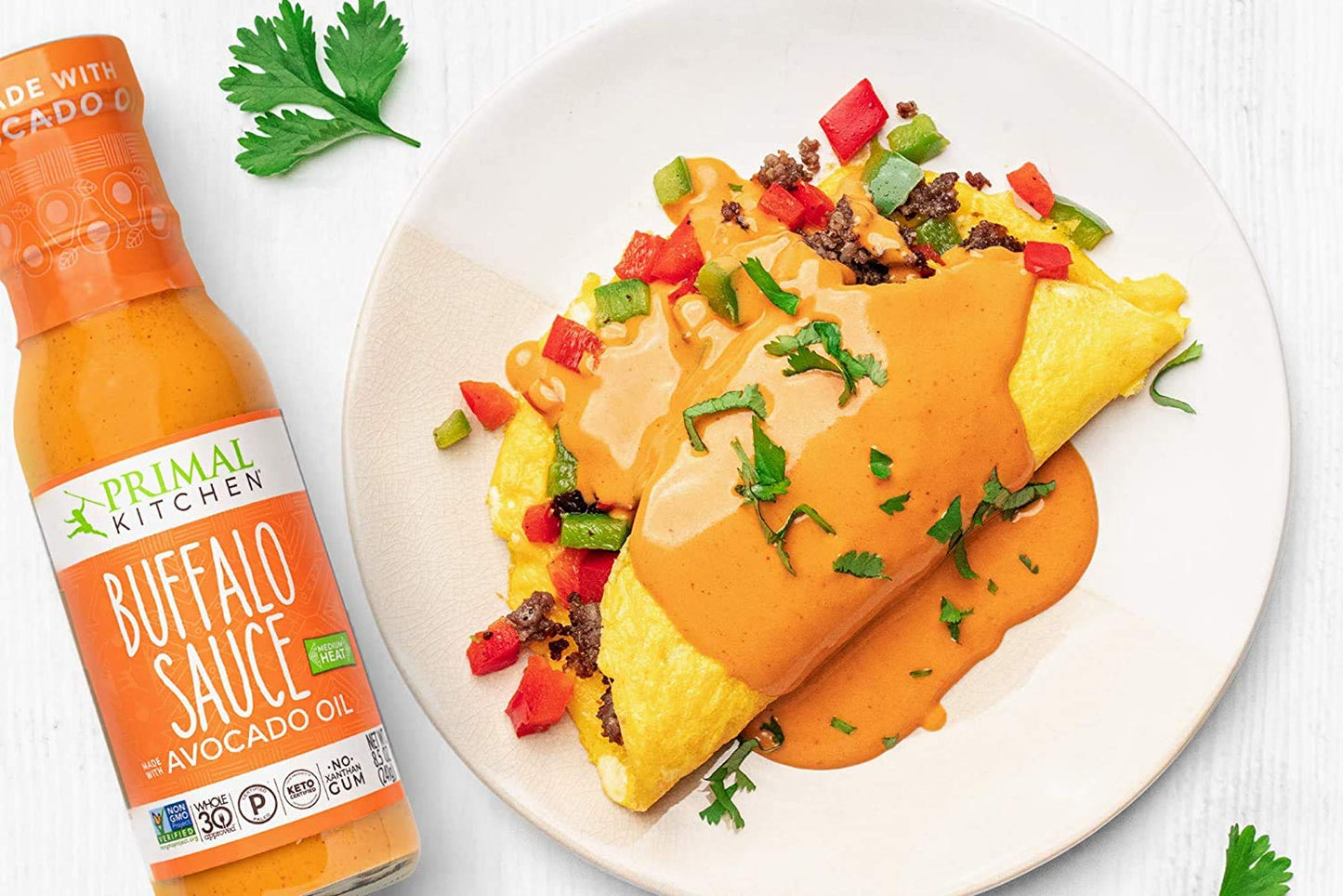 [Pack of 2][Free Measuring Spoon] Primal Kitchen Buffalo Sauce, No Dairy, Whole 30 Approved, Keto & Paleo Certified - Family Siz