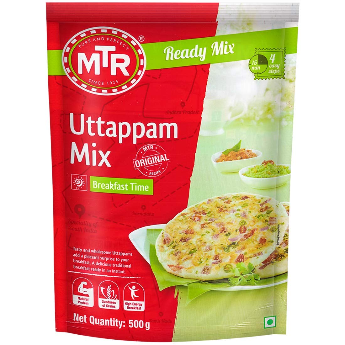 Mtr Uttappam Mix - Breakfast Mix | Quick Breakfast | Instant Ready To Cook Mix | Ready-To-Make South-Indian Breakfast | 500G