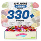 Fruit Chew 12 Flavors, Bulk 330+ Pieces, 4 Pound (Strawberry, Mango, Green Apple, Grape, Pineapple, Kiwi, Dragon Fruit, Grapefru
