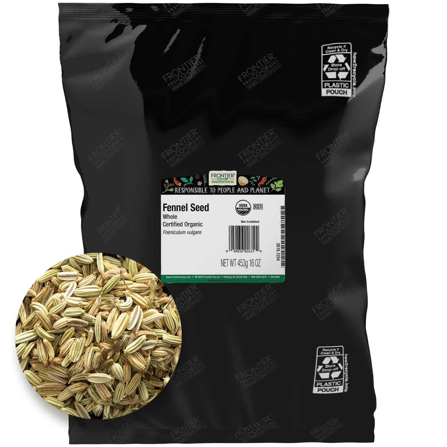 Frontier Organic Whole Fennel Seed, 16 Ounce