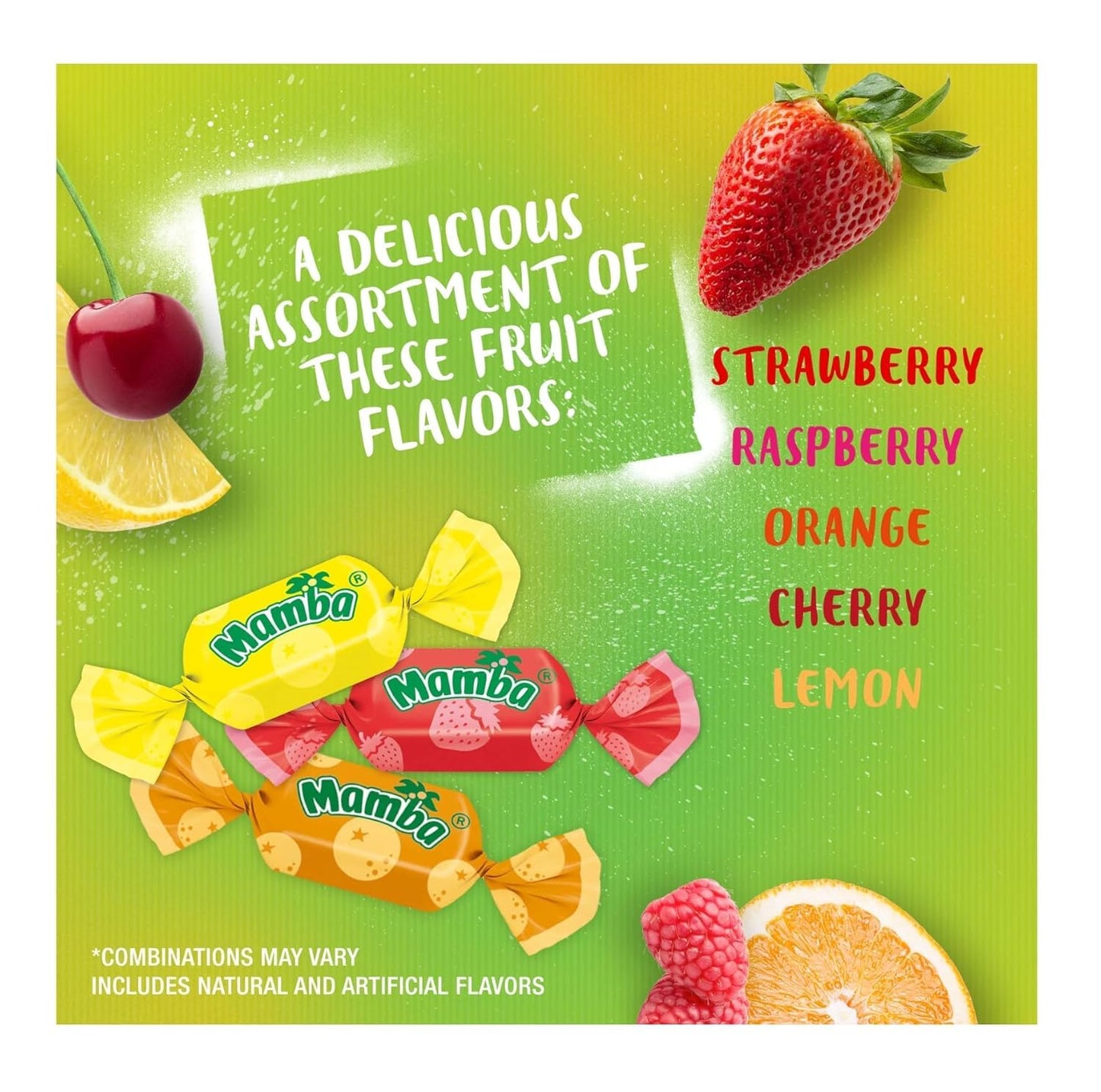 Mamba Fruit Chews - 2 lbs of Candy Individually Wrapped - Enjoy the Delicious Flavors of Strawberry  Orange and Raspberry  Stock up and Share