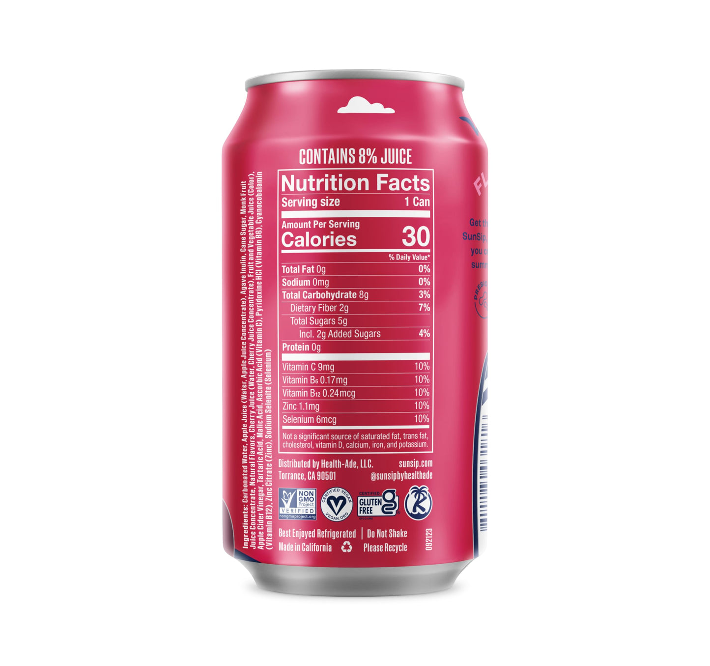 Health-Ade SunSip Prebiotic Soda, Cherry Cola, 11.5 oz, 12 Pack, Naturally Sweetened, Gut-Healthy Beverage