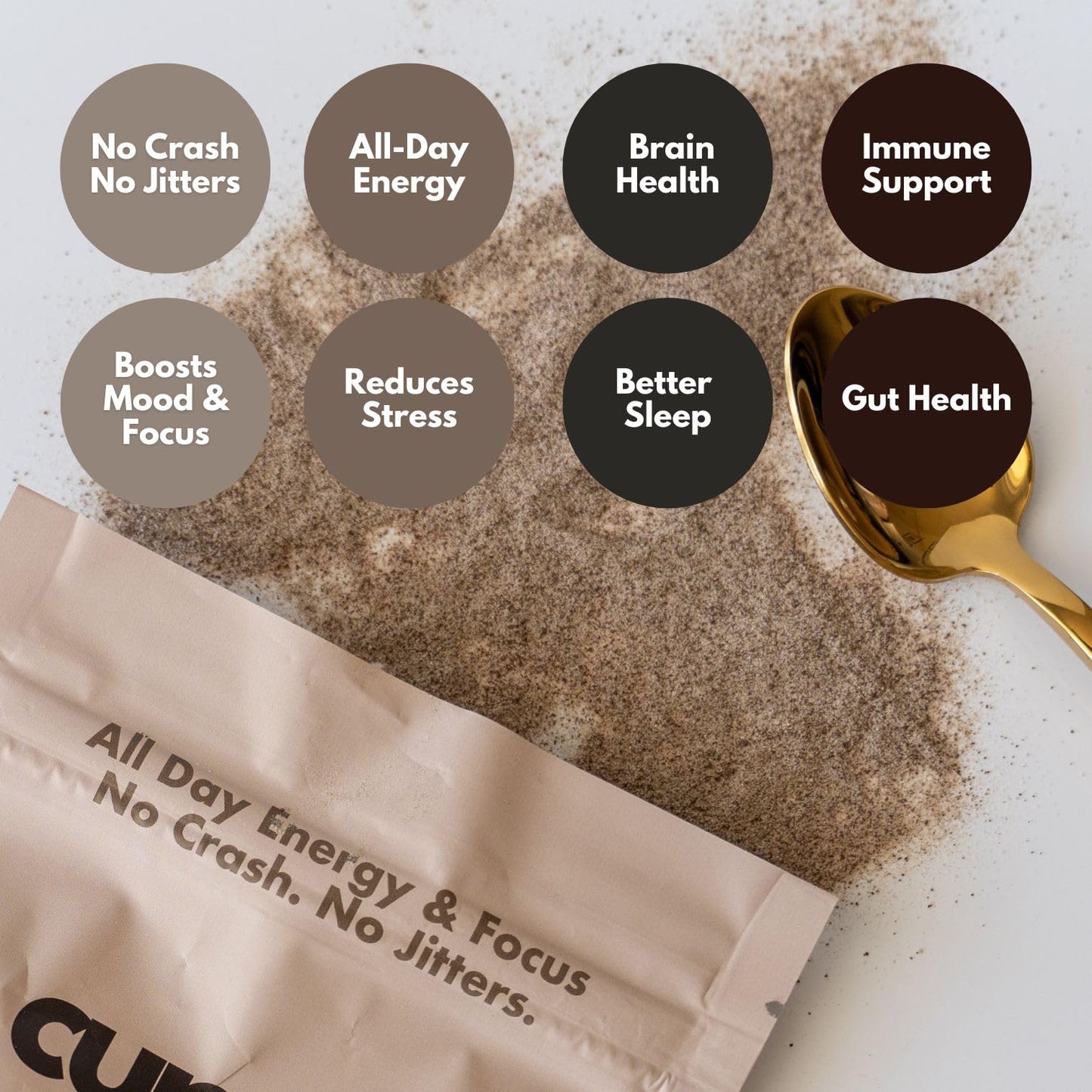 Cuppa Healthy Mushroom Instant Coffee with Lion's Mane & Ashwagandha - 30 Servings, Medium Roast for Energy, Focus & Brain Health
