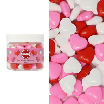 Mystic Sprinkles Valentine's Day Themed Candy Shapes Sprinkles (Red/White/Pink Hearts, 2oz Jar)