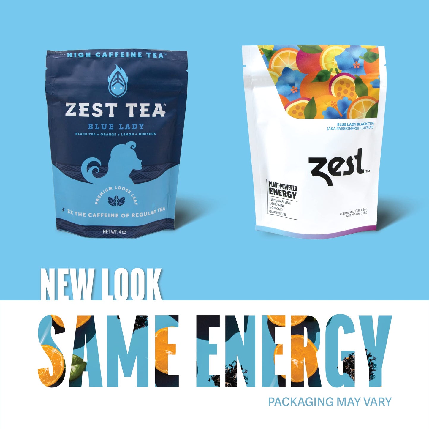 ZEST TEA Blue Lady Black Tea Loose Leaf Blend, 150mg Caffeine, 4 Oz, All Natural Coffee Alternative