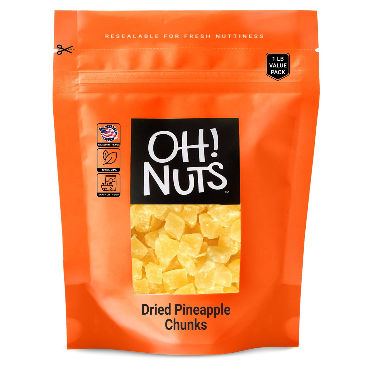 Dried Pineapple | 1 lb - Dried Fruit Chunks | Less Sugar Added | Dehydrated Fruit Bites | Packed in New York Zip-Seal Bag for Ex