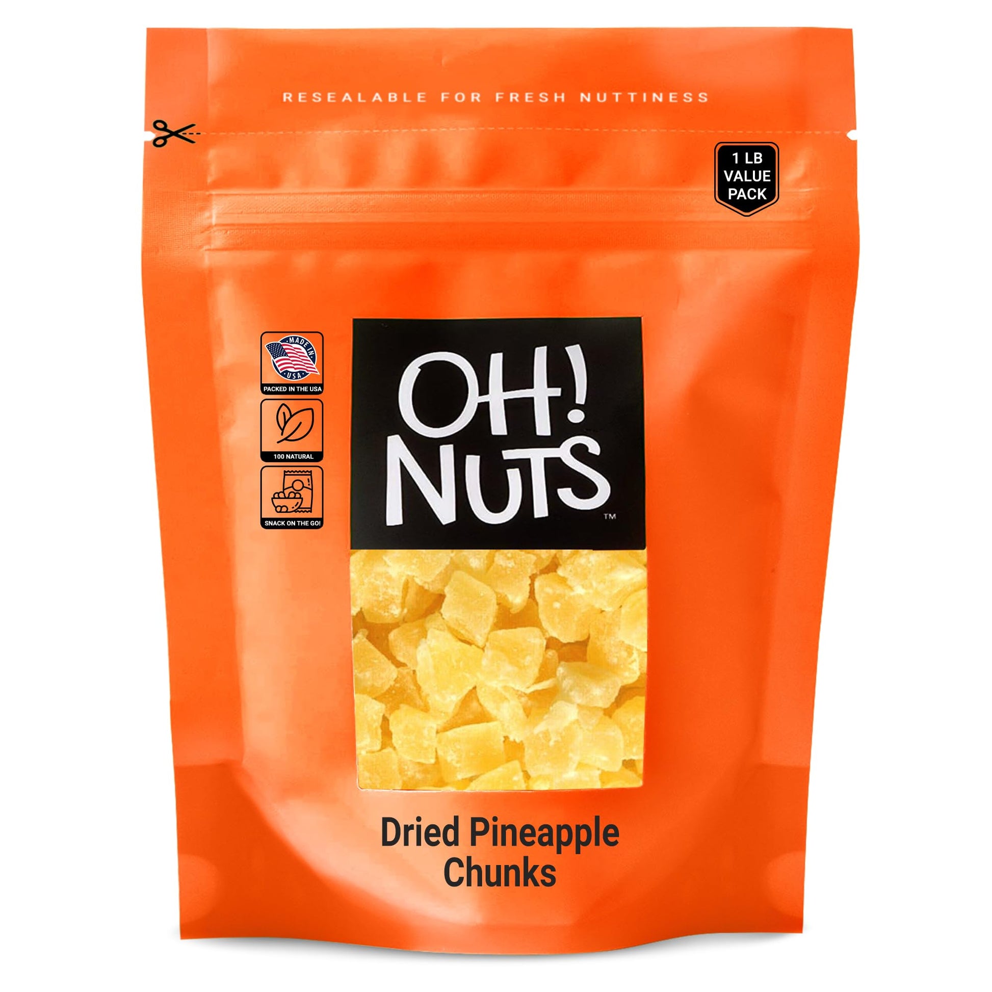 Dried Pineapple | 1 lb - Dried Fruit Chunks | Less Sugar Added | Dehydrated Fruit Bites | Packed in New York Zip-Seal Bag for Ex