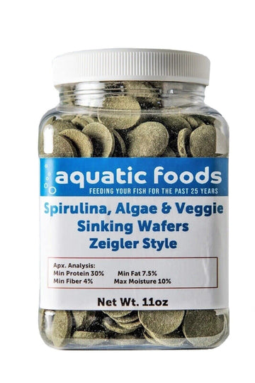 Aquatic Foods Inc. Spirulina Algae Wafers - 16mm Sinking Wafers of Spirulina, Algae, Veggies for Bottom Fish, Shrimp, Snails, Cr