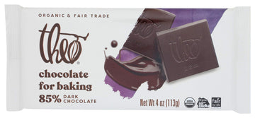 Theo Baking Bar 85% Dark Chocolate, 4 Oz
