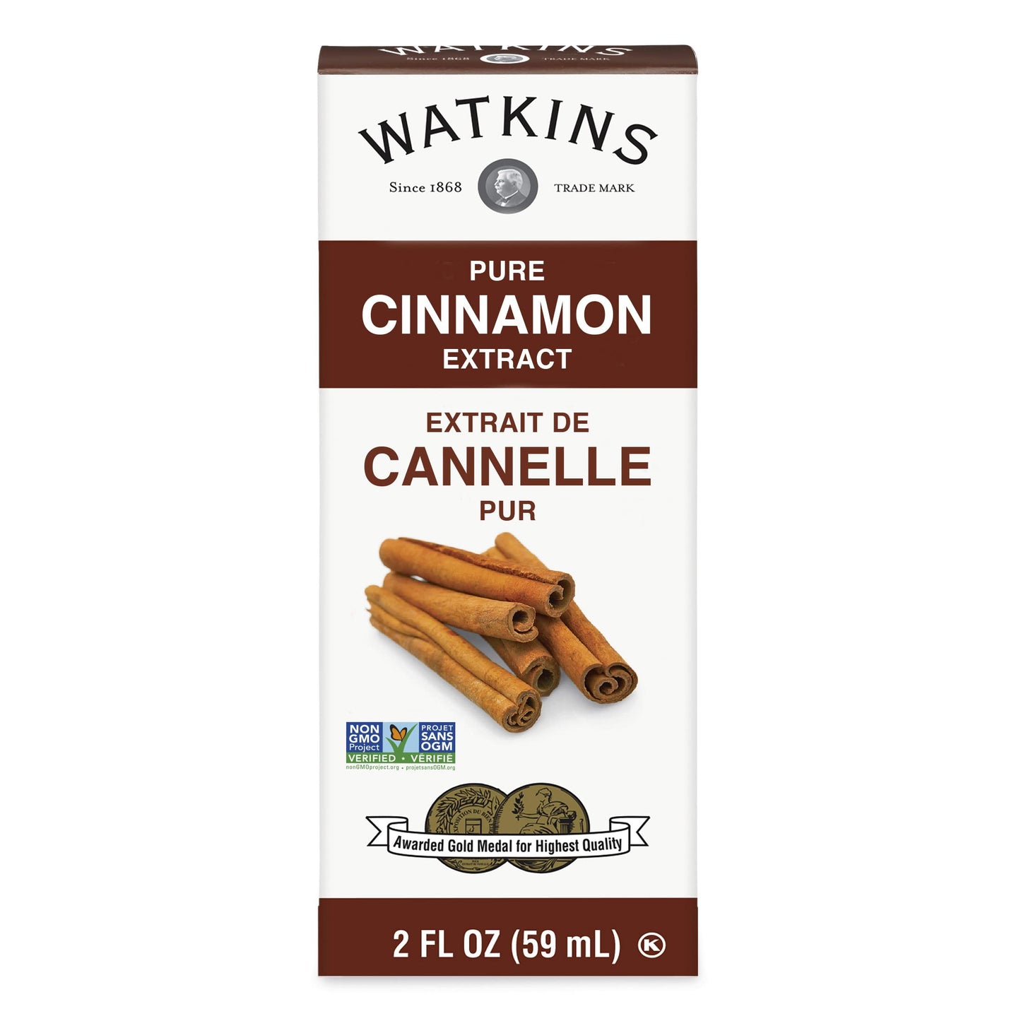 Watkins Pure Cinnamon Extract, Non-GMO, Kosher, 2 oz Bottle, 1-Pack