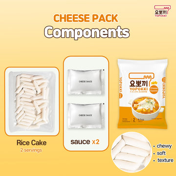 Yopokki Instant Tteokbokki Pack (Cheese, Pack Of 2) Korean Street Food With Cheese Sauce Topokki Rice Cake - Quick & Easy To Pre