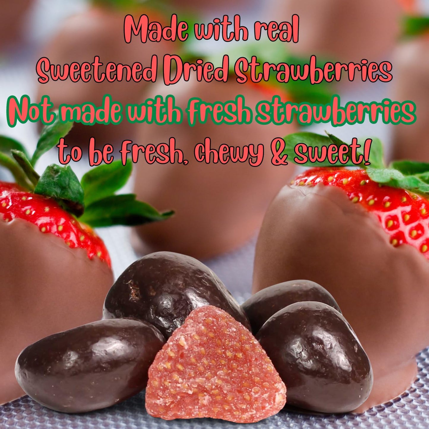 Dark Chocolate Covered Dried Strawberries By It'S Delish, 12 Oz Bag | Gourmet Dark Chocolate Covered Strawberry Fruit Snacks Bul