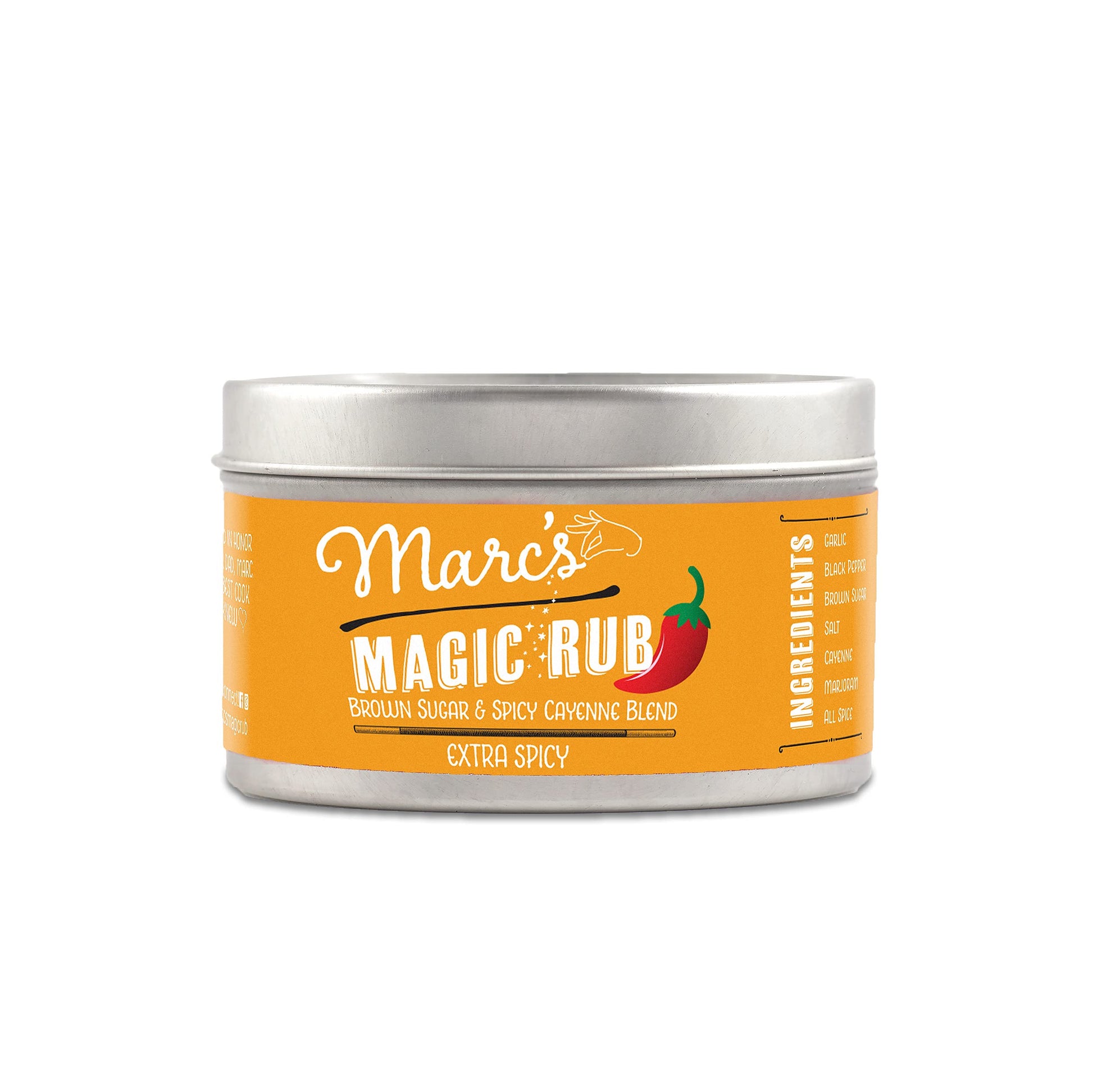 Marc's Magic Rub, Sweet & Extra Spicy Dry Rub Perfect for BBQ, Chicken, Shrimp, Salmon, Vegetables. Gluten Free, No MSG, No Pres