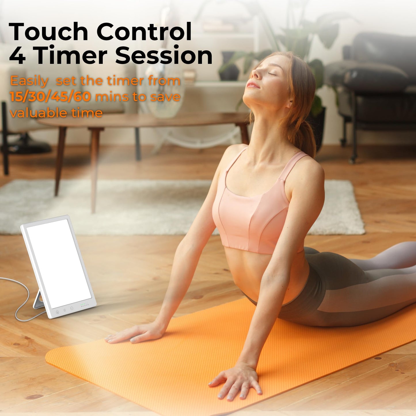 Fitfirst Light Therapy Lamp, 15000 Lux Simulated Sunlight, Uv-Free Led Lamp With 3 Color Temperature & 4 Brightness Settings, Ad