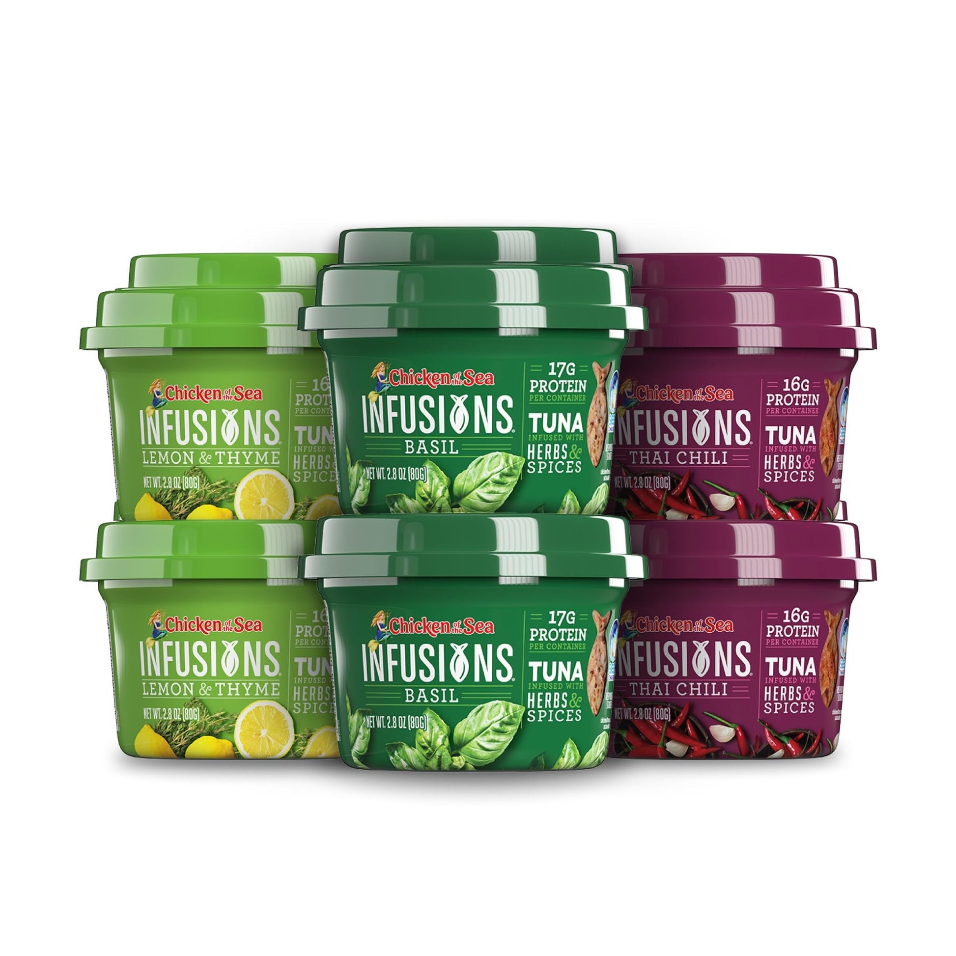 Chicken of the Sea Infusions Tuna Variety Pack, 2.8 Ounce Cups (Pack of 6), Wild Caught, 3 Flavors