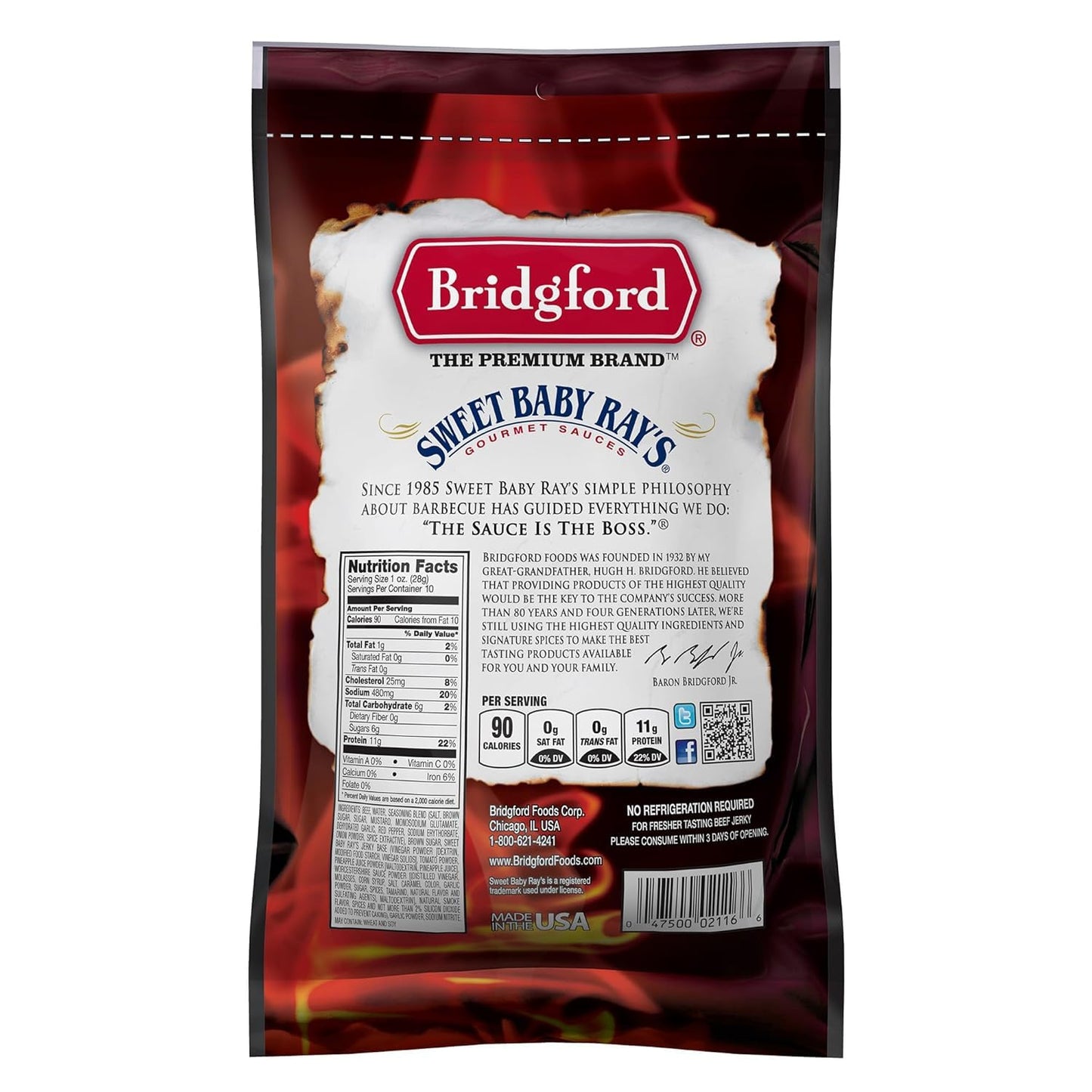 Bridgford Beef Jerky Roasted Garlic, High Protein, 10 oz, 2 Pack