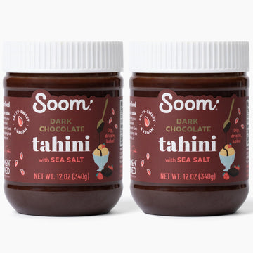 Soom Foods Dark Chocolate Sea Salt Tahini Spread 12Oz (Pack Of 2) | Silky Smooth Texture For Baking, Desserts, Hummus | Vegan, N