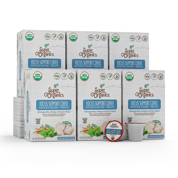 Super Organics Focus Support Coffee Brew Cups, Medium Roast, 60ct, Keurig K-Cup Compatible, USDA Certified, Vegan, Non-GMO