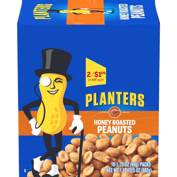 Planters Honey Roasted Peanuts, 1.75 oz Tubes (Pack - 36)