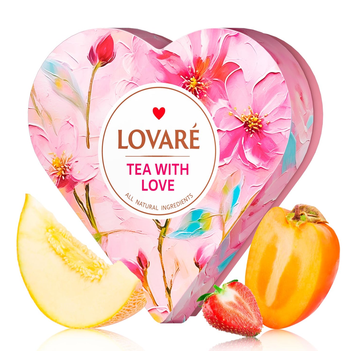 Tea Set By Lovare Made in Ukraine - Black and Green, Fruit, Peach Assorted Samplers - Fancy Variety of Packets - Gift Box For Fl