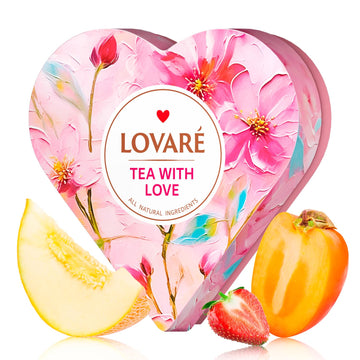 Tea Set By Lovare Made in Ukraine - Black and Green, Fruit, Peach Assorted Samplers - Fancy Variety of Packets - Gift Box For Fl