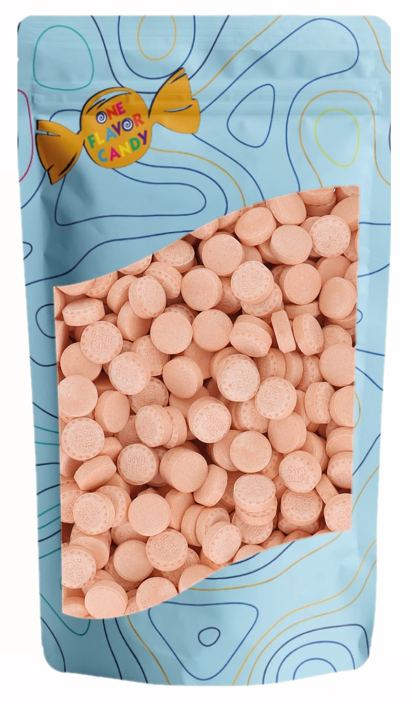 One Flavor Candy Bottle Caps Candy Candies Bulk In Resealable Bag (Orange, 1Lb)