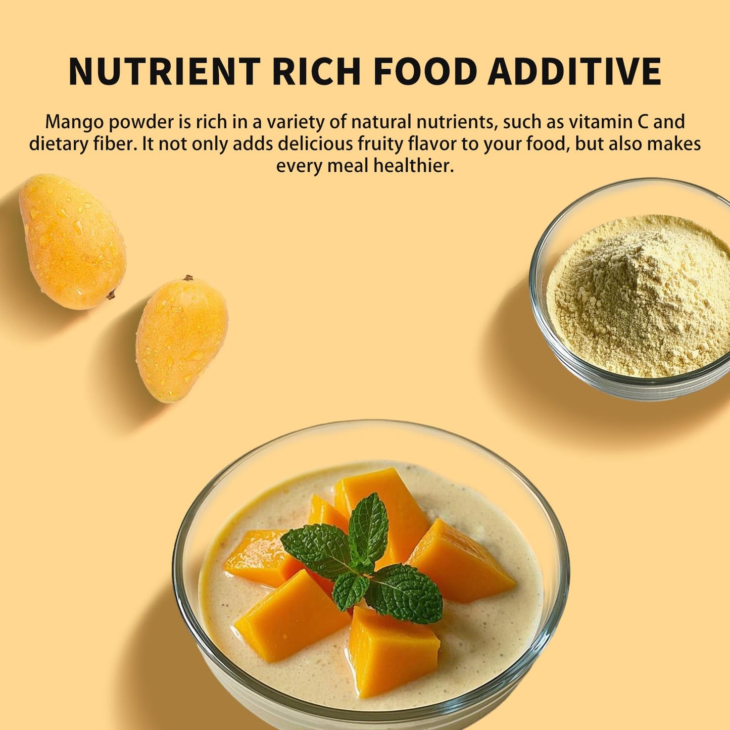 Mango Powder, Freeze Dried Mango Powder, 9.52Oz/270G, No Sugar Added, No Additives, For Beverages, Smoothies, Juices, Drinks, Ba