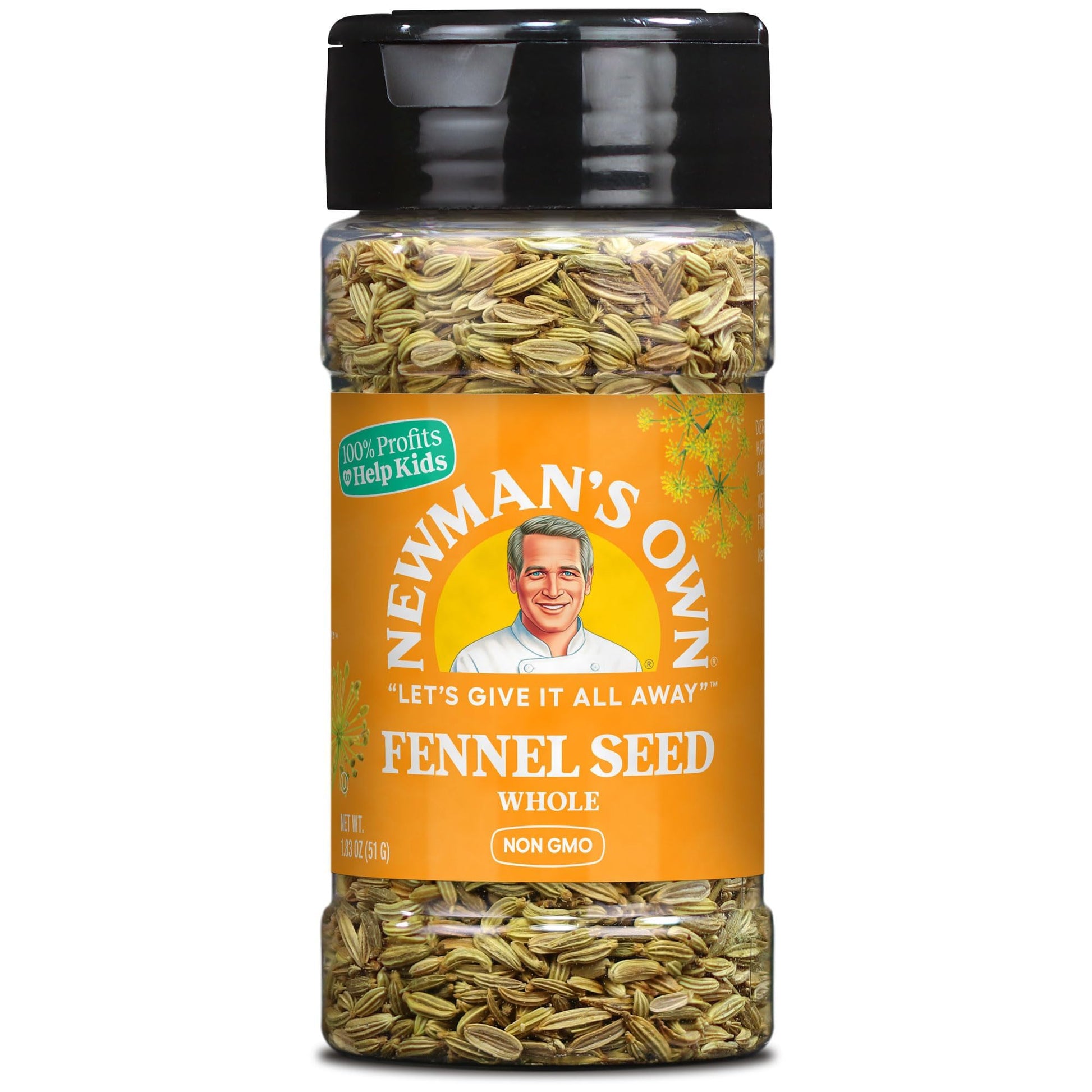 Newman's Own Fennel Seed, Add to baked goods, sausages, roasts, or tea, Non-GMO, Kosher, 1.83 Oz. Bottle