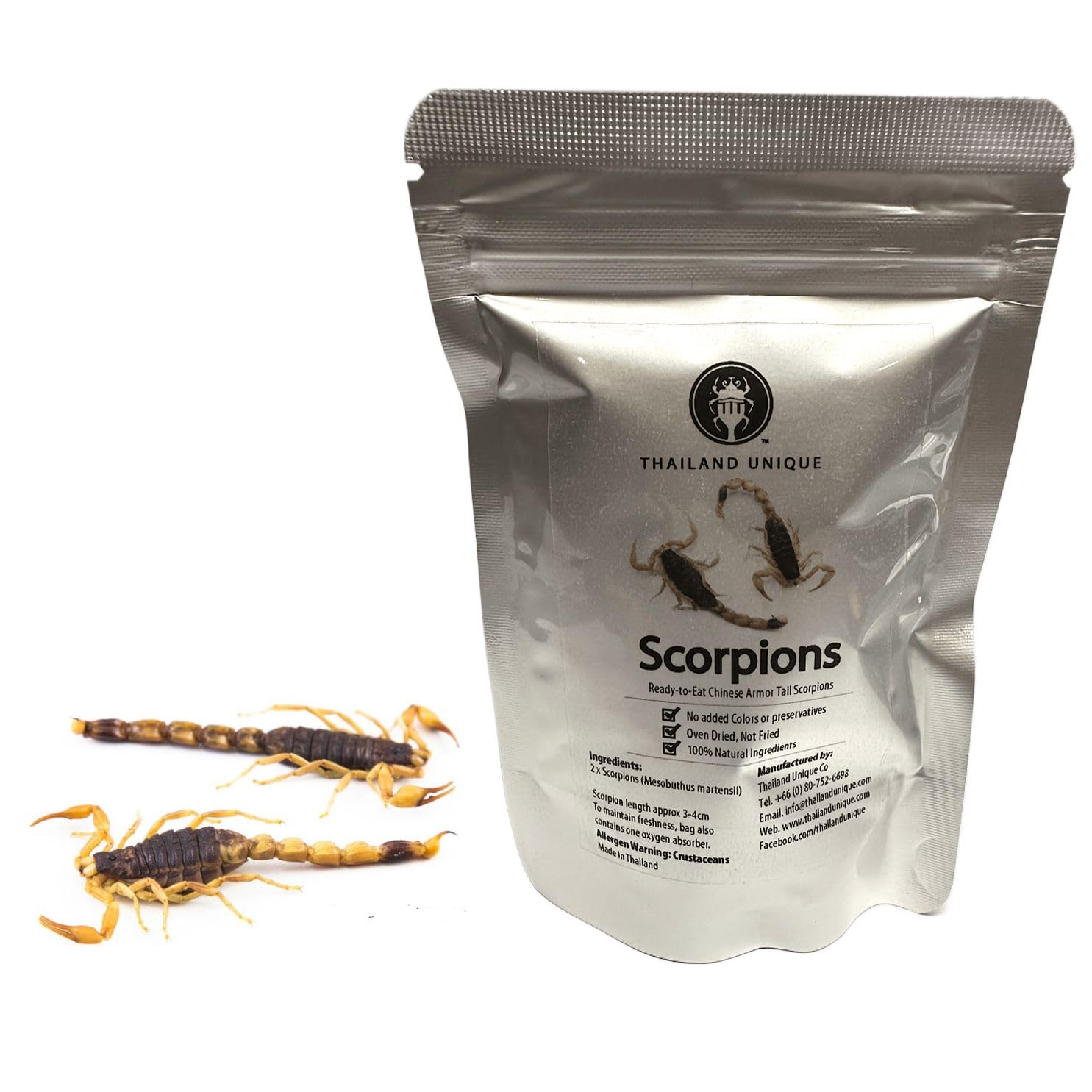 Thailand Unique Protective Gear Tail Scorpions - 1 Bag Of 2 Pieces Of Dehydrated Edible Insects For Humans  Nutritious Bugs Superfood Weird Unusual Snack Gift