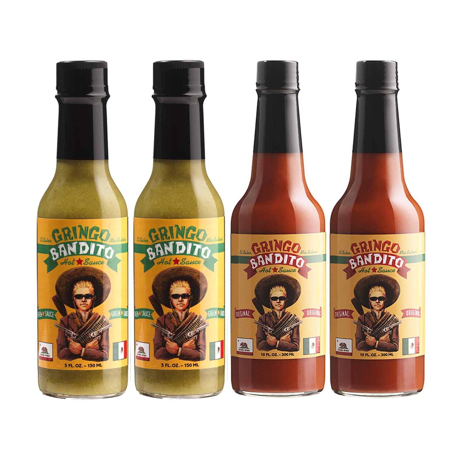 Gringo Bandito Hot Sauce, Red & Green Duo, 5 Ounce (Pack of 4)