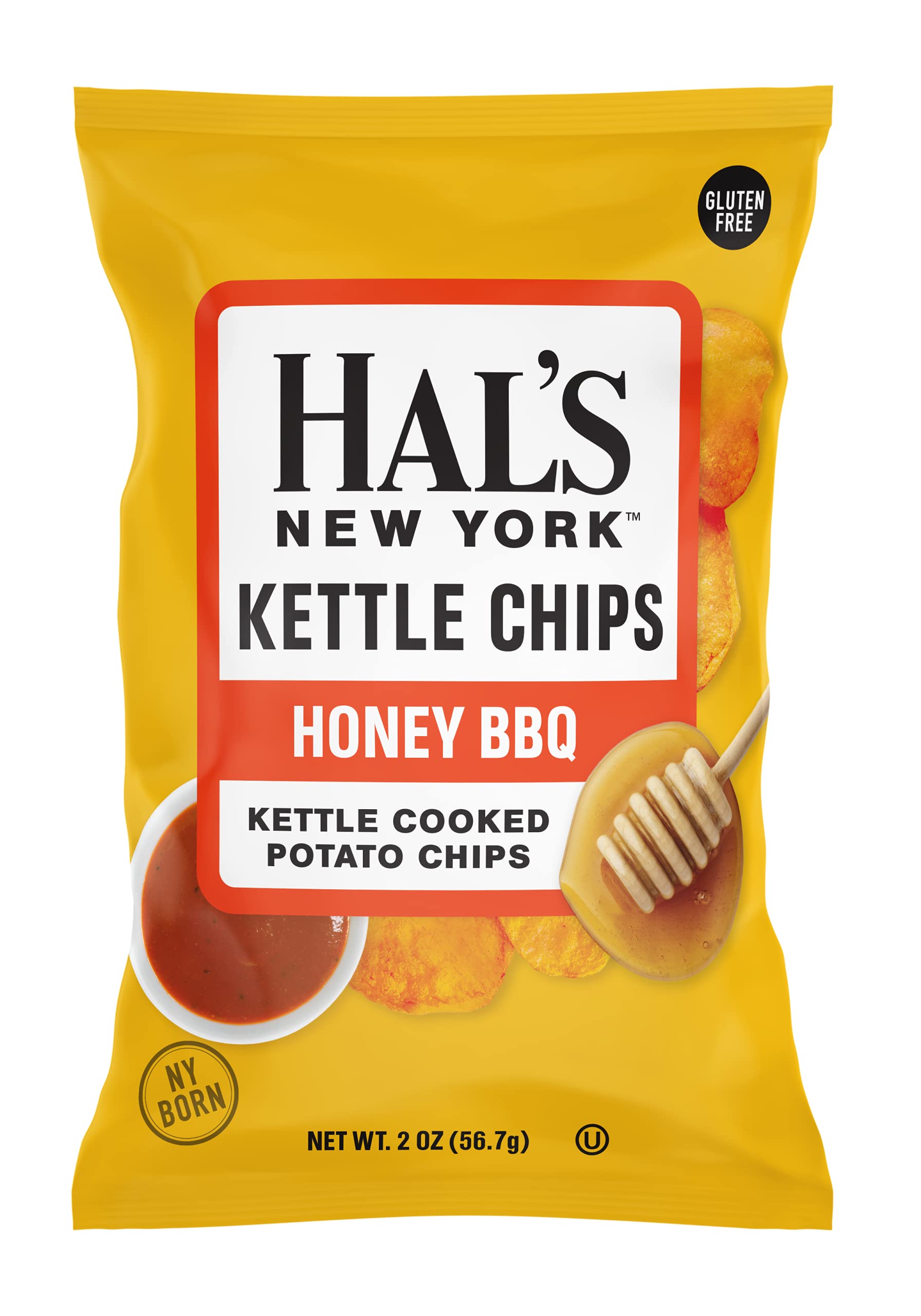 Hals New York Kettle Cooked Potato Chips, Gluten Free, 2oz (Honey BBQ, Pack of 6)