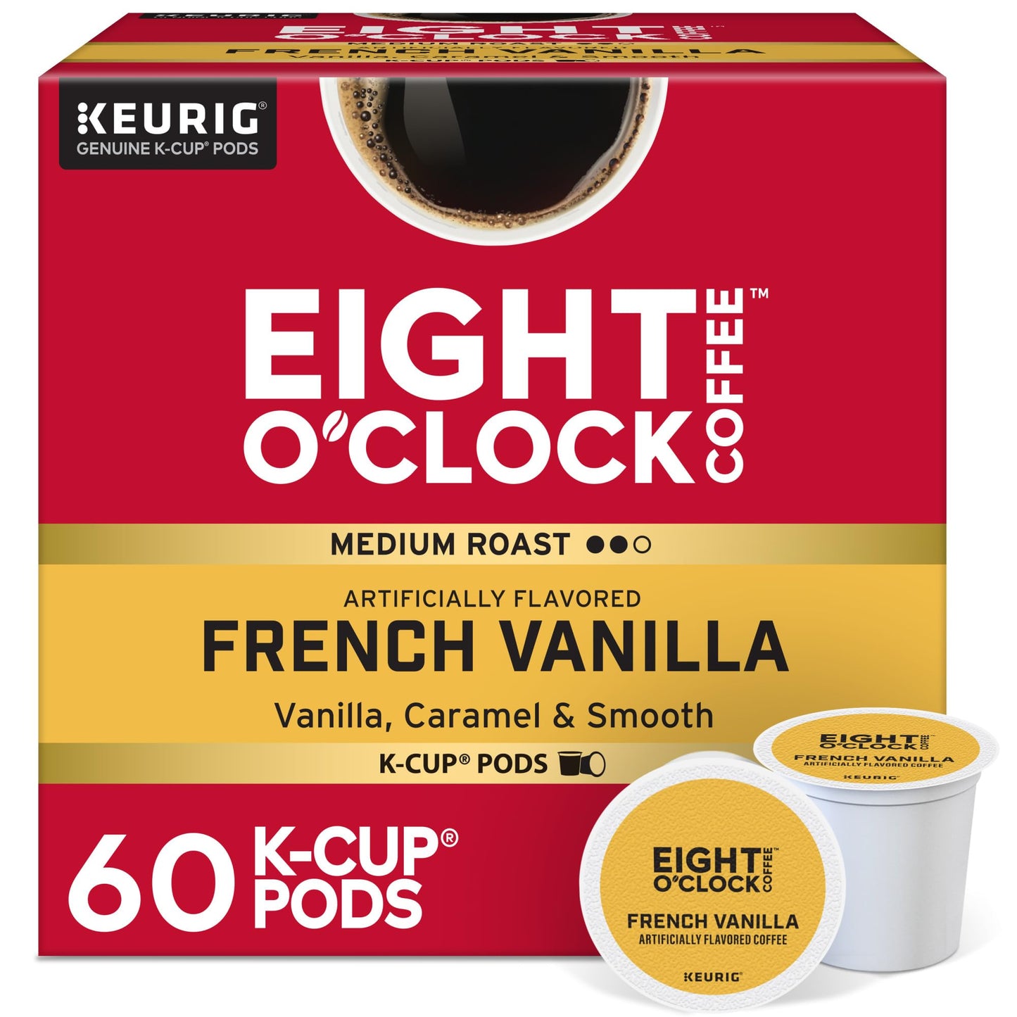 Eight OClock Coffee French Vanilla  Single-Serve Coffee K-Cup Pods  Medium Roast  60 Count