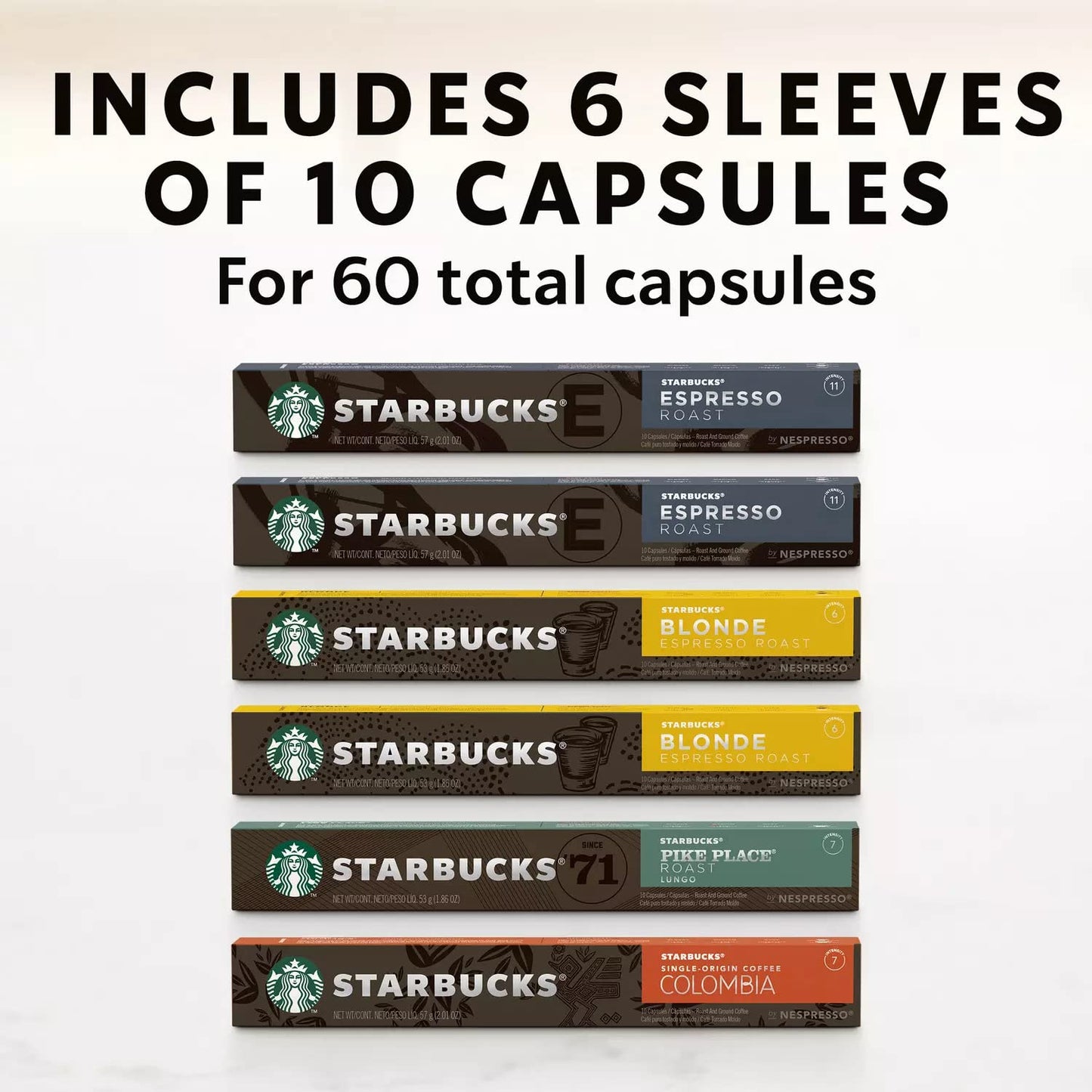 Starbucks Nespresso Variety Pack, 60 Count, Model GRR22001153