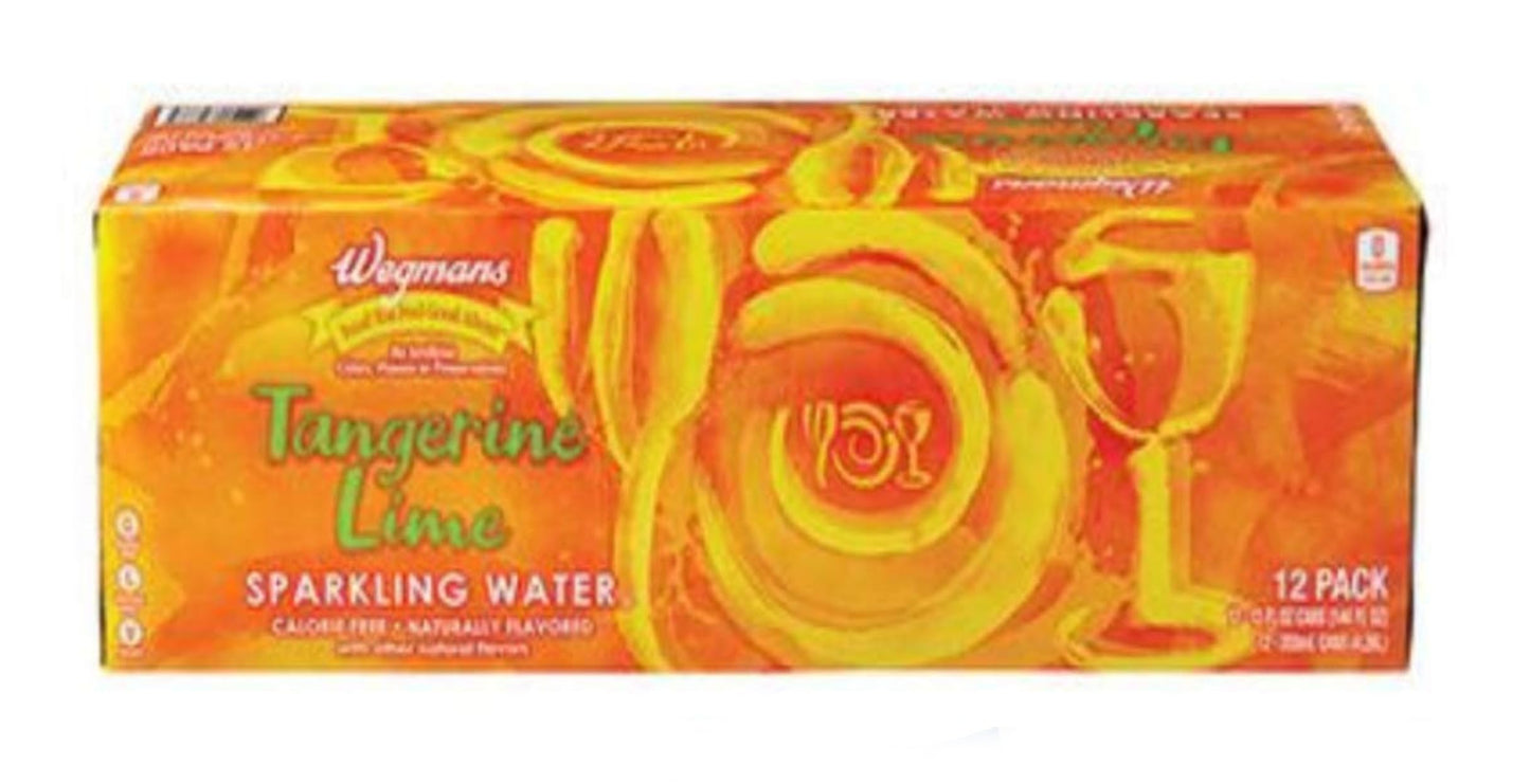 Wegmans Sparkling Water Seltzer Drink, 0 Sugar, Flavored, 12 Fl Oz, 12 Cans Pack, Tangerine Lime
