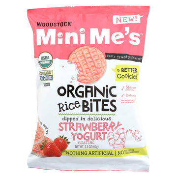 Woodstock Rice Bites - Organic - Mini Mes - Strawberry Yogurt - 2.1 oz - case of 8