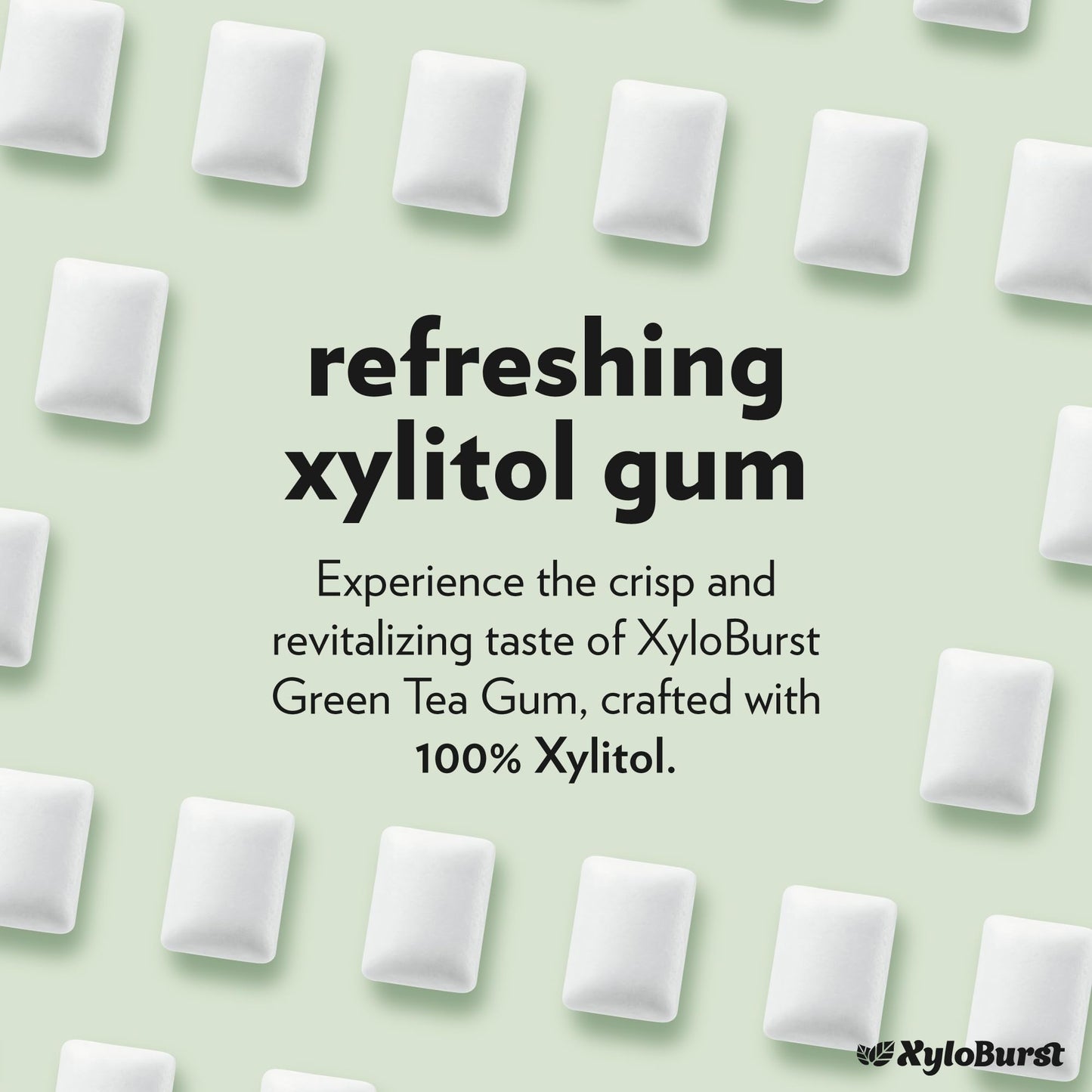 Xyloburst Green Tea Sugar Free Gum - Natural Xylitol Chewing Gum - Bulk 500 Count Bag - Non Gmo, Vegan, Aspartame Free, Keto Fri