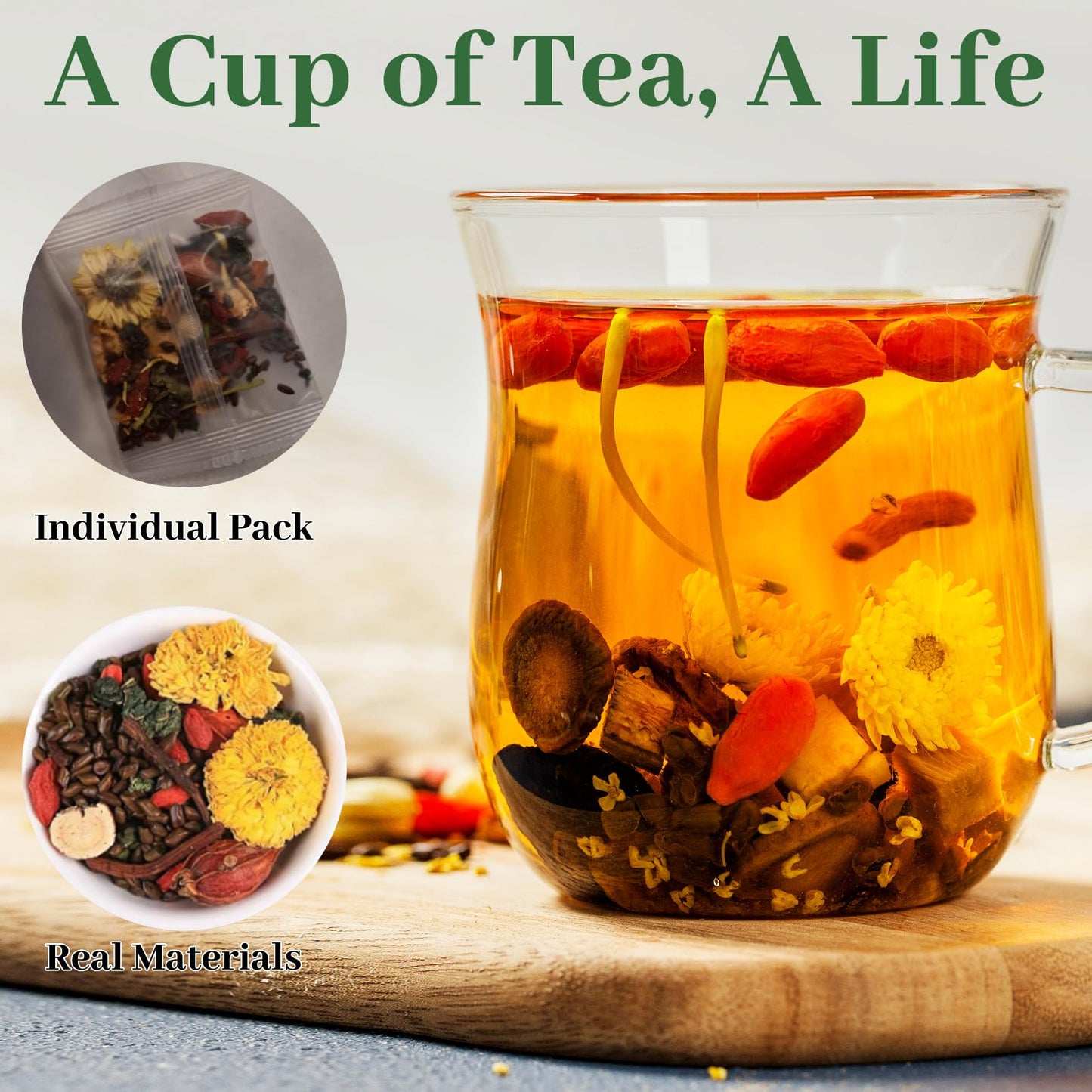 Liver & Kidney Detox Tea - Dandelion Wolfberry Tea  7 Herbal Ingredients Blend  Goji Berry Chrysanthemum Chinese Cassia Seed Kidney Cleanse (1)
