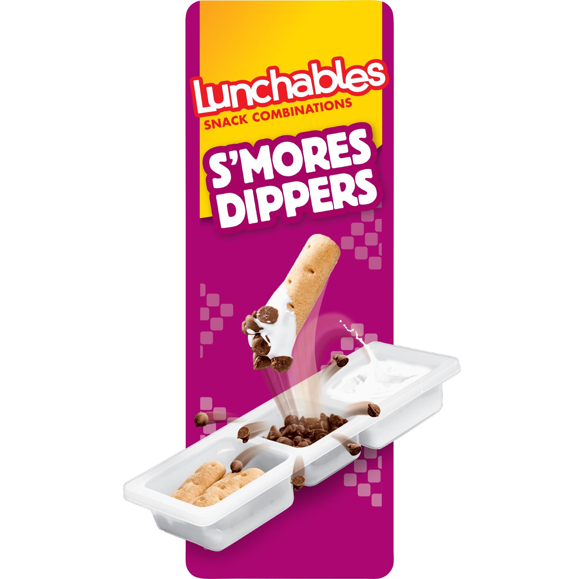 Lunchables Smores Dippers Snack Pack with Honey Graham Sticks (Milk Chocolate Chips & Marshmallow Creme, 12 ct Pack, 2.3 oz Tra