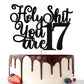 Happy 17Th Birthday Cake Topper, Young And Sweet Only 17 Cake Decor, Level 17, Funny 17Th Birthday Decorations Supplies Black Gl