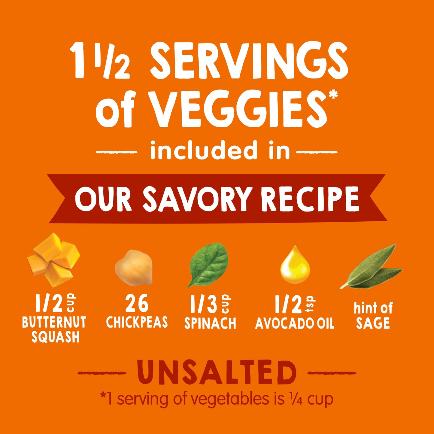 Happy Baby Organics Savory Blends Stage 2 Baby Food, Squash Chickpeas & Spinach with Avocado Oil + Sage, 4 Ounce Pouch (Pack of