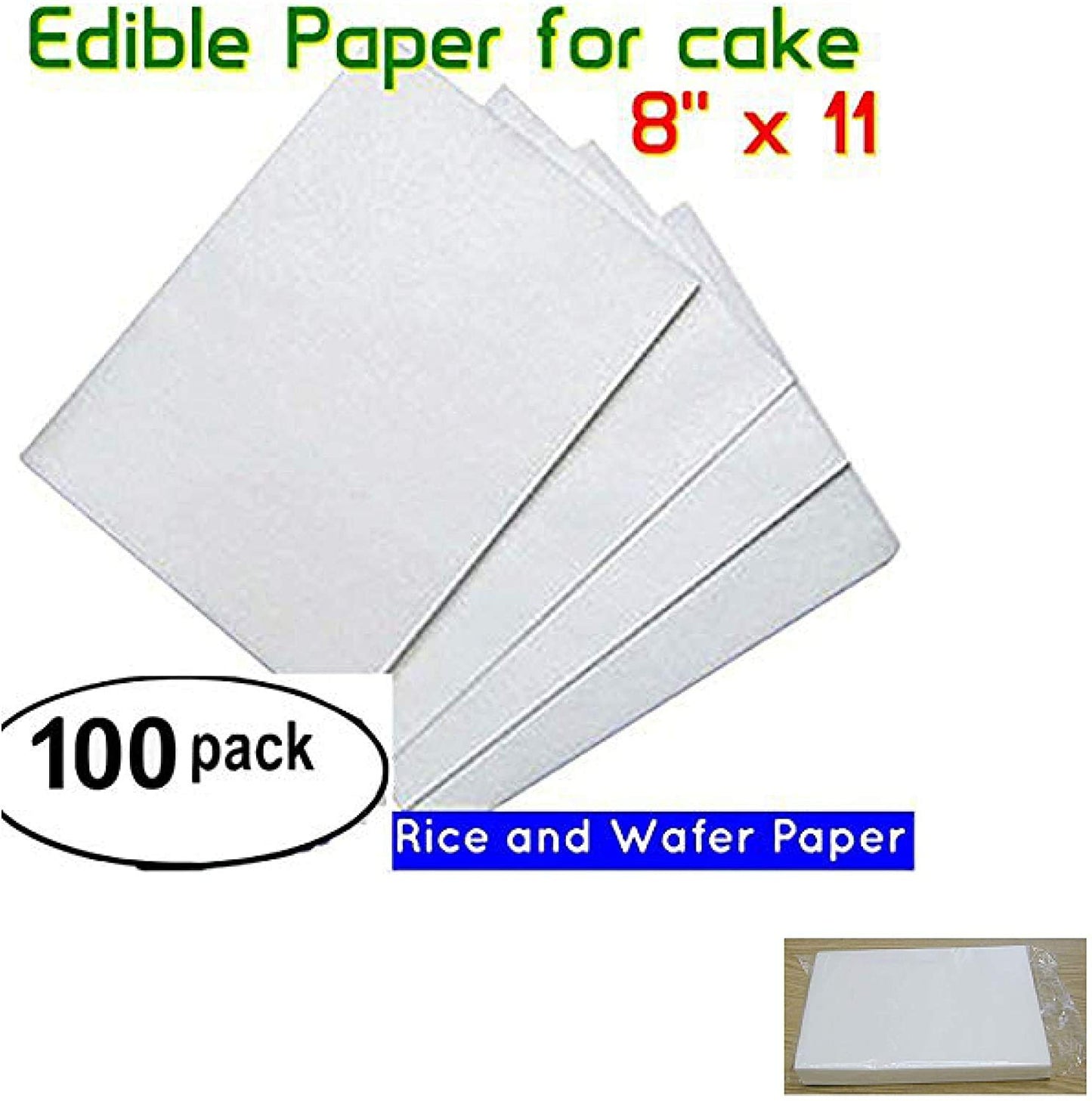 pizety Edible Rice and Wafer Paper, 8.5 x 11 Inch Wafer Paper (100, White)