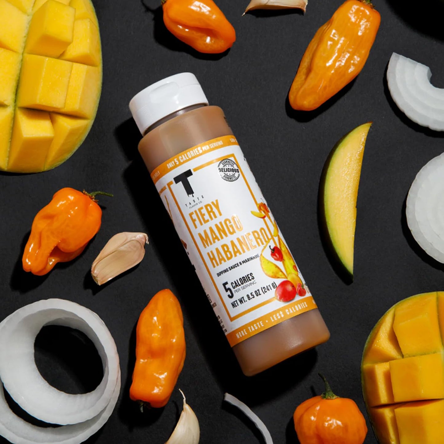 Taste Flavor Co. Wing Sauce and Marinade, Great Tasting, Keto Friendly, Low-Calorie Sauce (Fiery Mango Habanero)