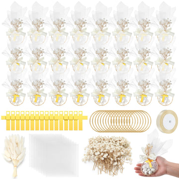 Chunful 24 Set Baptism Wedding Almond Candy Favors for Guests Include Ring and Tulle Bag DIY Almond Candy Souvenirs Italian Wedd