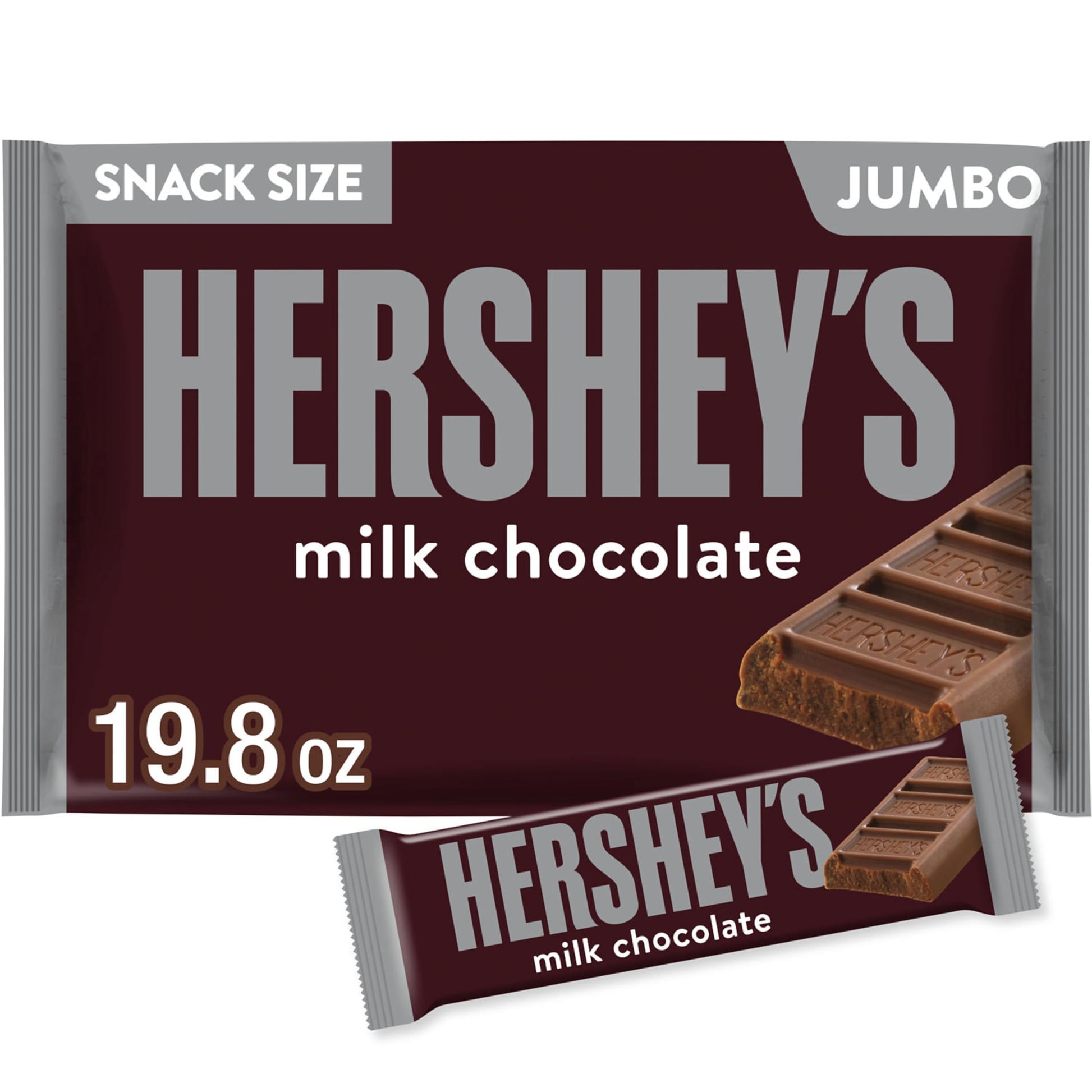 HERSHEYS Milk Chocolate Snack Size, Candy Jumbo Bag, 19.8 oz